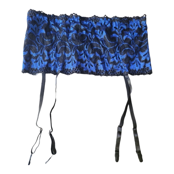 Avidlove Blue and Black 3-Piece Bra, Garter, and G-String Sexy Lace Lingerie, L - Picture 6 of 15